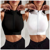 Uniwim Women's 2-piece Set Close-fitting Breathable Sexy Yoga Zipper Exercise Fitness Vest Top