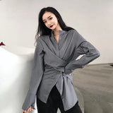 Uniwim Korean Style Women Blouses Tunic White Casual Chic Elegant Female Fashion Irregular Top Long Sleeve Shirts Office Wear