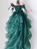 Uniwim Green Flower Wedding Dress Lolita Dress op Dress Lolita Heavy Industry Trail Puffy Princess Dress