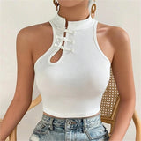 Uniwim Cute Camis Sexy White Crop Tops China Style Coil Buckle Sleeveless Summer 2024 Tank Top Women Short Slim Fairy Girls Y2k Clothes