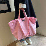 Uniwim Two Side Available Design Canvas Women's Bag Large Eco Bag Korean Shoulder Shopper Bag Foldable Messenger Bag Y2K Handbag Travel