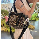 Uniwim Harajuku Leopard Print Y2k Shoulder Bags Women Hot Girls Nylon Cute Handbag Ladies Vintage Tote Underarm Bag Aesthetic