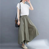 Spring Autumn Oversized Vintage Irregular Wide Leg Casual Pants Women Loose Literary All-match Culotte Lady Solid Ninth Trousers