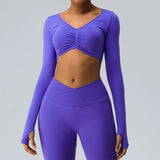 Uniwim Sexy Yoga Shirts Crop Top Long Sleeves Shirts For Women Yoga Sports Fitness Gym Cloth Push Up Workout Tops Sports Shirt