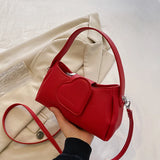 Uniwim Casual Lychee Leather Love Design Women's Handbag Fashion High Quality All-match Summer Crossbody Bag Simple Solid Shoulder Bags