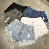 Uniwim High Waist Tassel Broken Denim Shorts Women Summer Korean Version Raw Edge Wide Leg Loose Plus Size Jean Shorts Female