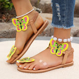 Uniwim American style flat one-line sandals Women's plus-size slippers Bow beach sandals Casual wear flat shoes  sandalias