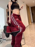 Uniwim Grunge Patchwork Streetwear Sweatpant Women American Retro Harajuku Fashion Striped Loose Wide Leg Jogging Pants 2024