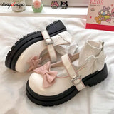 Uniwim Bow Lolita Shoes Women's Mary Jane Cute Platform Shoes Girl's Flat Shoes High Heels College Students Kawaii Japanese Retro Shoes