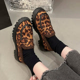 Uniwim Leopard Woman Platform Shoes Warm Loafers Designer 2024 Trend Winter New Outdoor Casual Sneakers Non-slip Pump