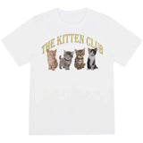 Uniwim Kawaii The Kitten Club Women T Shirt Streetwear White Short Sleeve Femme Oversized Graphic Tee Cute Grunge Tops Y2k