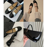 Uniwim Japanned Leather Ballets Woman Belt Strap Lolita Flats French Mary Jeans Femme Shallow Loafers Shoes Women Moccasins