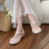 Uniwim  New Spring Autumn Thick Heel Pink Shoes Elegant Bow Lolita Shoes College Girls High Heels Fashion Women Sandals