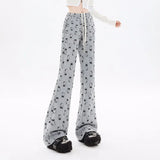 QWEEK Y2K Cartoon Print Sweatpants Women Cute Kawaii loose Casual Drawstring Wide leg pants Streetwear Harajuku High Waist Pants