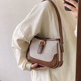 Uniwim Underarm Bag Women's Spring/Summer  New PU Canvas Retro Single Shoulder Bag Horizontal Fashion Square Crossbody Bag