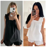 Uniwim New Sleepwear Women's Cotton White Sleeveless Pajama Sexy Backless Summer Suit For Women Solid Loose Nightwear 2024