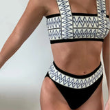 Uniwim Sexy Split Plate Striped Bikini Sets Swimsuit Women High Waist Push Up Y2k Tankini Swimwear Set New Beach Mujer Biquini Suit