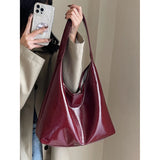 Uniwim Korean Vintage Tote Bag Women's 2024 New High-grade Sense Simple Soft Leather Commute Underarm Bag Large Capacity Shoulder Bag