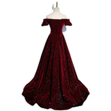 Uniwim One-shoulder Wine Red Velvet Evening Dress Female Slim Waist Temperament Slim Waist Wedding Party Vestidos Elegant Prom Dresses