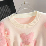 Uniwim Cartoon Pink Women Sweaters Bows Autumn Winter Korean Fashion Sweet Pull Femme Kawaii Loose Warm Retro Pullovers