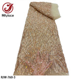 Uniwim Luxury French Lace Fabric High Quality Lace Heavy Bead Tube Sequin Lace Fabric for Wedding Dress RJW-760