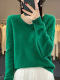 Aliselect Fashion Autumn Winter 100% Merino Wool Sweater Basic V-Neck Long Sleeve Cashmere Women Knitted Pullover Clothing Tops