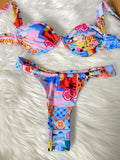 Uniwim Push Up Bikini Micro Bikinis Set Womens Swimsuit Sexy Female Swimwear Floral Bathing Suit Thong Biquini Swimming Suits