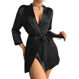 Uniwim Womens V-Neck Sexy Silk Robe With Belt Short Satin Kimono Robe Sleepwear Bathrobe Bridesmaid Party Dressing Gown 2024 plus