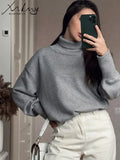 Autumn Winter Women Turtleneck Sweater Warm Pullover Thick Oversize Black Knitted Camel Top Sweaters For Women 2024 Office Tops