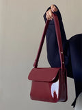 Uniwim Autumn Winter New Women Crossbody Bag Red Gloosy Square Faux Leather Female Single Shoulder Bag Classic Vintage Textured Bag