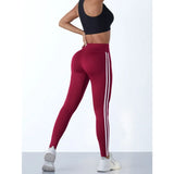 Women's Yoga Pants High Waist Sports Leggings with Side White Striped Running Yoga Workout Tight Trousers Lady Outdoor Clothing