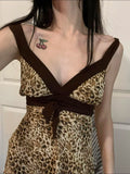 Uniwim Sexy Leopard Print Patchwork Camis Top Slim Deep V-Neck Sleeveless Tank Tops Women 2024 Summer Fashion Streetwear Ladies