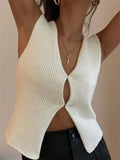 Uniwim Y2K Women Knitted Sweaters Vest Tops Casual Retro Sleeveless V-Neck Buttons Up Tank Summer Autumn Chic Vest 2024 Club