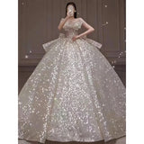 Uniwim Wedding Dress Dinner Gala Party Bridal Robe Gown Off Shoulder Butterfly Fairy Princess Sequin formal occasion Bride Dresses H892