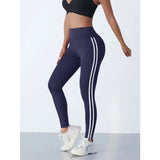 Women's Yoga Pants High Waist Sports Leggings with Side White Striped Running Yoga Workout Tight Trousers Lady Outdoor Clothing