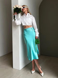 Uniwim Solid Purple Satin Silk Skirt Women High Waisted Summer Long Skirt New 2024 Elegant Ladies Office Skirts Midi Spring