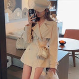 Uniwim Elegant Lapel Blazer Coats Women Autumn New Double Breasted British Style Jacket with Belt Casual Korean Fashion Outerwear