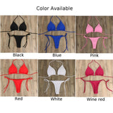 Uniwim Women Thong Bikini Set Side Tie Sexy Swimsuit Bandage Style Brazilian Swimwear Neck Hanging Solid Color Adjustable Swimsuit Set