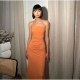 Uniwim Orange dress women's 2024 summer women's new style tube top slim elegant banquet long dress