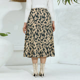 Plus Size Skirt New Leopard Print Ruffle Skirt Casual Skirt 1XL-5XL Polyester For Spring & Summer Women's Plus Size Clothing