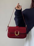 Uniwim Burgundy Glossy Shoulder Bag for Women 2023 New Vintage Hasp Design Soft Leather Handbags Ladies Fashion Crossbody Bags