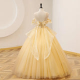 Uniwim The new colored yarn yellow evening dress sweet gorgeous costume elegant pompous skirt