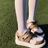 Uniwim Sweet Sports Style Shoes Cosplay Victoria Kawaii Girl Winter Plus Velvet Warm Love Bear Bow Pu Round Head High Top Sports Shoes