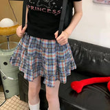 Uniwim Plaid Skirt Women Mini Skirt Japanese Style Ruffle Layered Short Skirts Cute Streetwear Vintage Harajuku Preppy Skirt