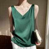 Uniwim Silk Camisole Women's Inner Suit White Black Bottoming Satin Mulberry Silk Top Spring And Summer Small V-Neck