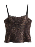 Uniwim Summer Gothic Grunge Chic Sling Leopard Top Women Lace Slim Short Sexy Camis Female Fashion Sleeveless Lady Camisole Blouse 2024