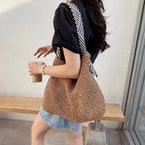 Uniwim Ladies Fashion Summer Straw Crossbody Bag Women Beach Holiday Shopping Woven Shoulder Handbag Messenger Purses for Women Bags