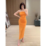 Uniwim Orange dress women's 2024 summer women's new style tube top slim elegant banquet long dress