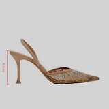 Uniwim 2024 Summer New Women's Sandals Water Diamond Bright Mesh High Heels Footwear Elegant Slingback Pointed Slip on Party Lady Shoes