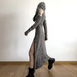 Uniwim Waste Soil Style Distressed Hooded Dress Elegant Slim Slimming and Shoulder Hollow Design for Women Spring Summer